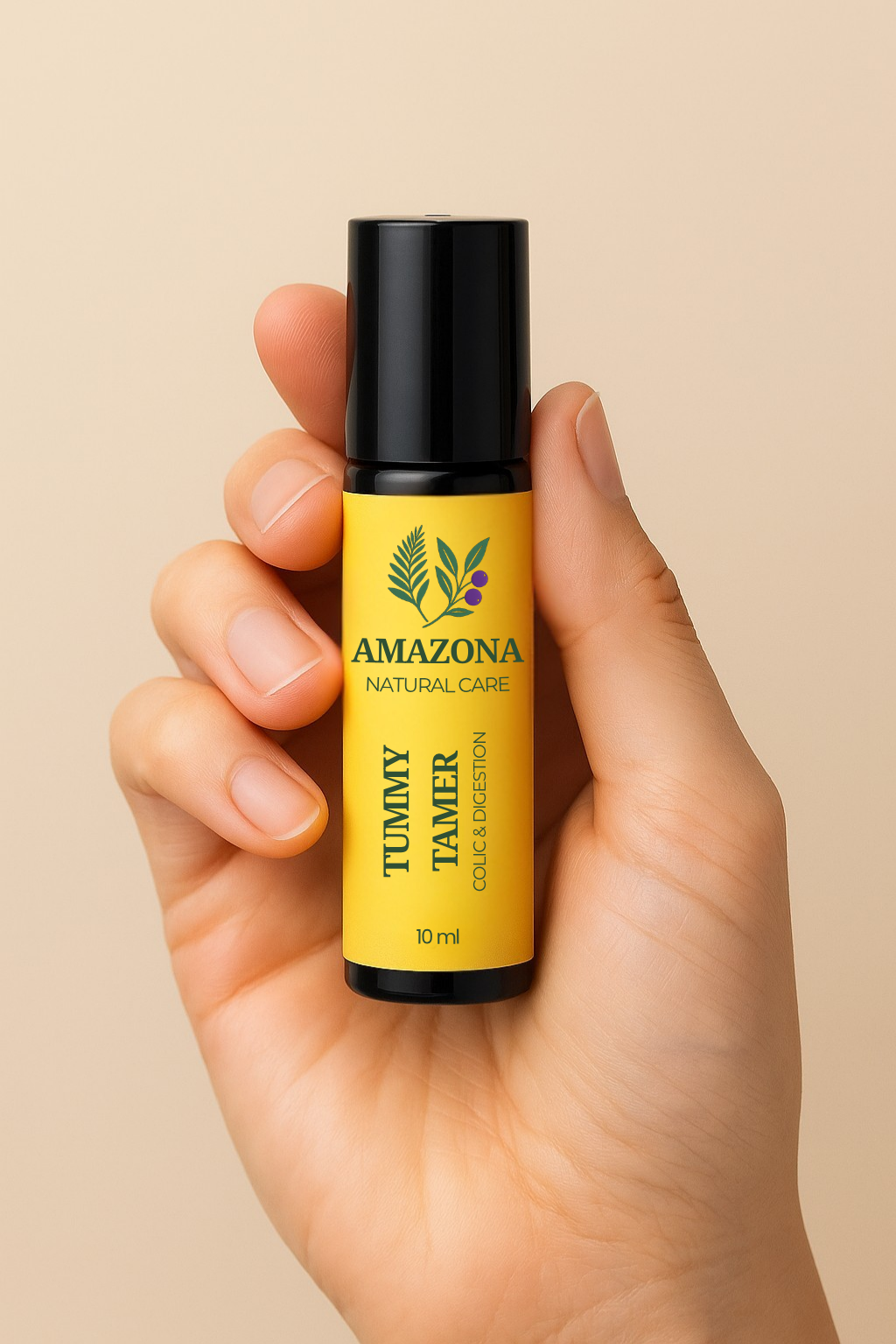Tummy Tamer essential oil roll-on lifestyle image
