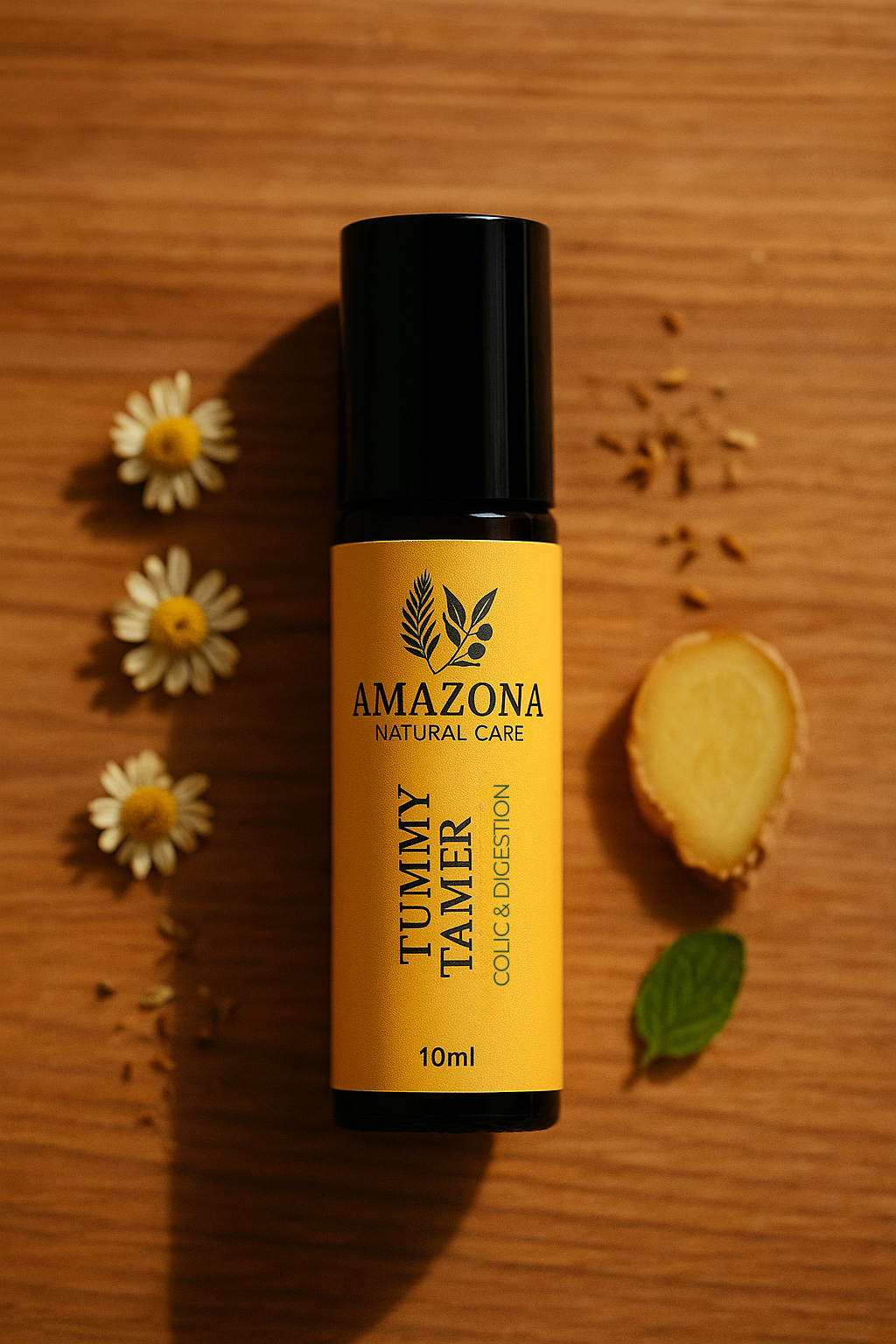 Tummy Tamer essential oil roll-on lifestyle image